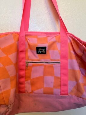 Pink & Orange SALTY HONEY Checkered Tote Bag